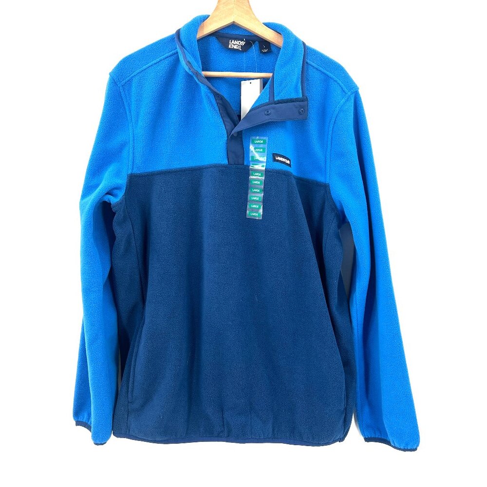 NEW Lands' End pullover 2 tone pullover polar fleece jacket outdoor ski hiking L